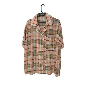 HeartBreak Oversized Plaid Button Down Shirt Women’s Size XL Casual Fall Top